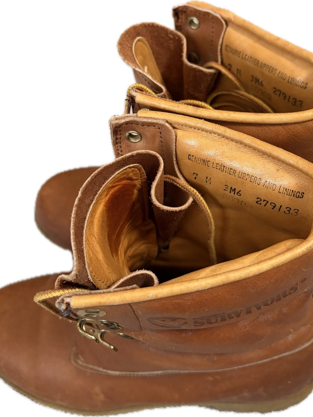 VINTAGE Survivors Men’s 7M Genuine Leather Work Boots Brown - Picture 4 of 5